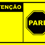 Atenção Pare - placa-1mm-20-x-30cm